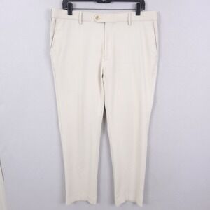 Peter Millar Pants Mens 35x30 Beige Tour Fit Flat Front Golf Polyester Stain